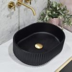 POSEIDON CSB716-MB STADIO GROOVE SOLID SURFACE ABOVE COUNTER BASIN MATTE BLACK