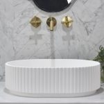 POSEIDON CSB716-GW STADIO GROOVE SOLID SURFACE ABOVE COUNTER BASIN GLOSS WHITE
