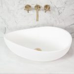 POSEIDON CSB821-GW WAVE SOLID SURFACE ABOVE COUNTER BASIN GLOSS WHITE