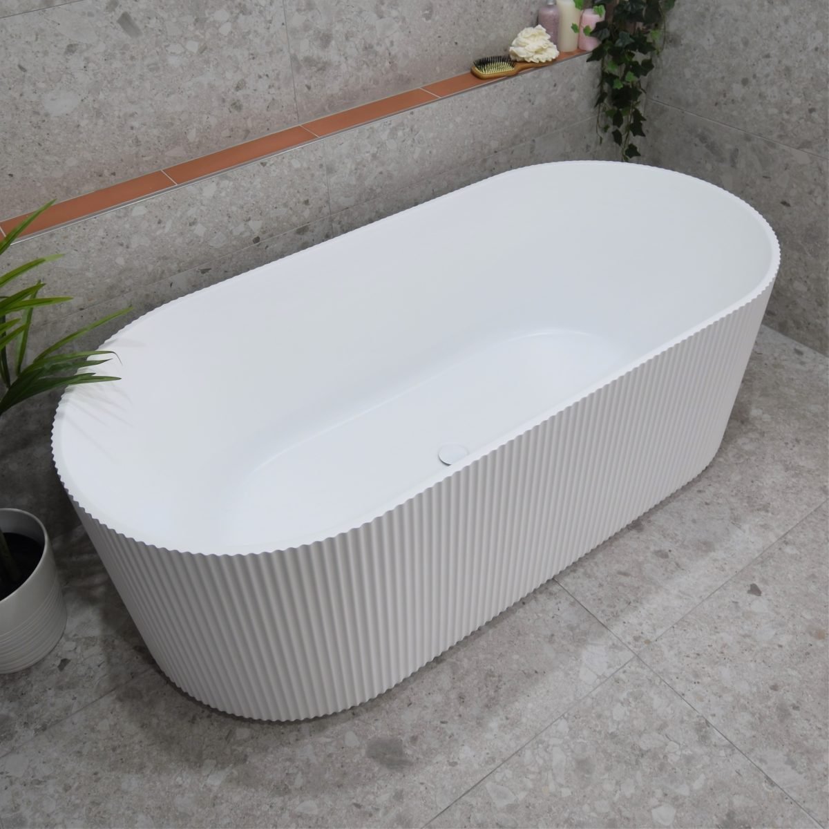 POSEIDON SB782-MW BRIGHTON GROOVE FREE STANDING BATHTUB MATTE WHITE