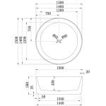 POSEIDON SB780-1500 SUNSHINE GROOVE ROUND FREE STANDING BATH WHITE