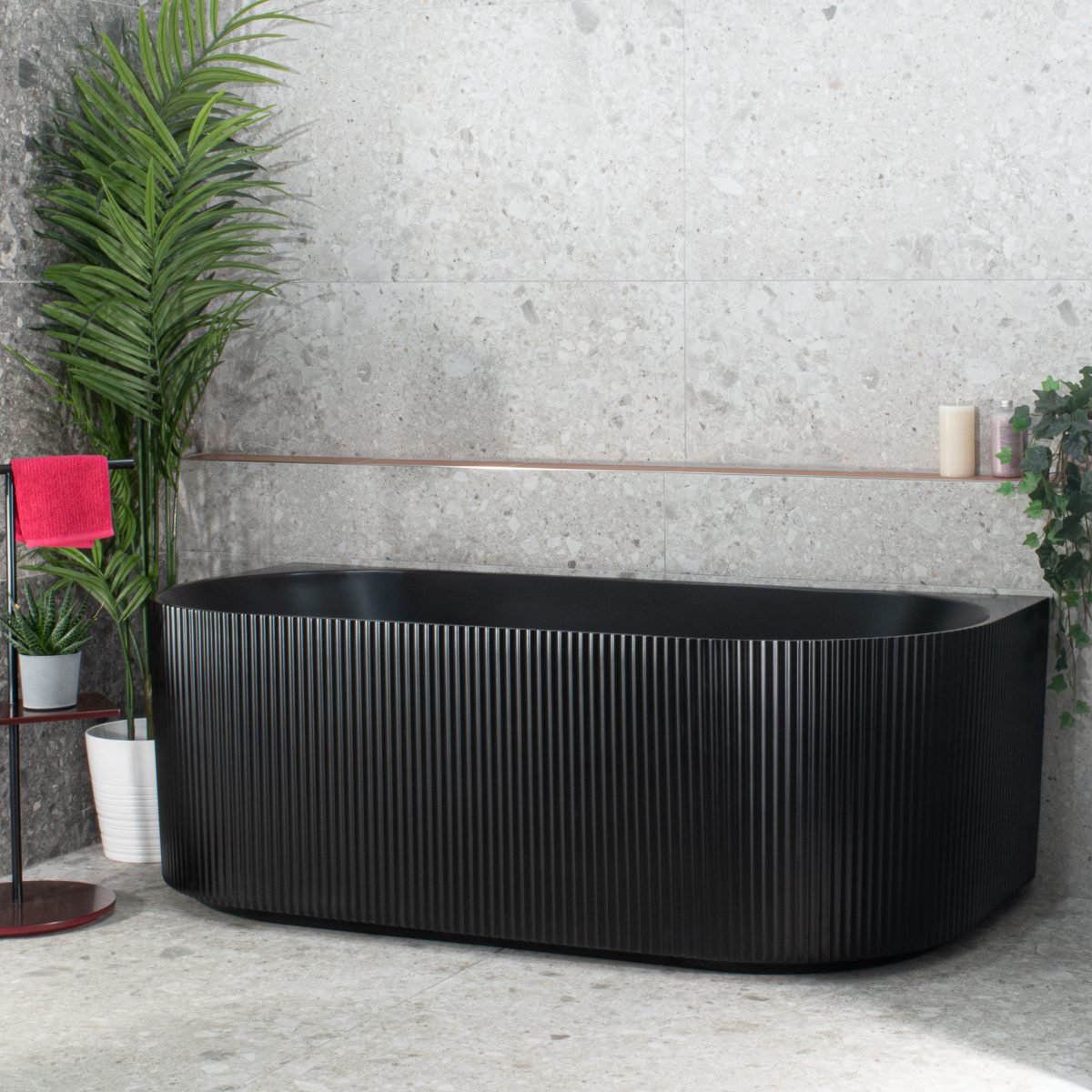 POSEIDON SB783-MB BRIGHTON GROOVE BACK TO WALL BATH MATTE BLACK