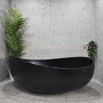 POSEIDON SB821-1800MB WAVE OVAL WIDE FREE STANDING BATH MATTE BLACK