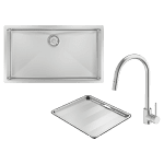 ABEY FRA700T15 ALFRESCO 700 LARGE BOWL SINK WITH DRAIN TRAY & KTA037-316-BR PULL OUT KITCHEN MIXER CHROME