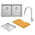ABEY LUA200T14 LUCIA DOUBLE BOWL SINK PACKAGE WITH KTA014-BR KITCHEN MIXER CHROME