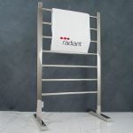 RADIANT FSTR01 ROUND FLOOR STANDING HEATED LADDER TOWEL RAIL 600X1000MM MIRROR POLISHED