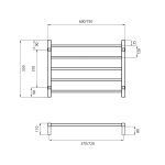 RADIANT SLTR03-600 SQUARE NON-HEATED LADDER TOWEL RAIL 600X550MM MIRROR POLISHED