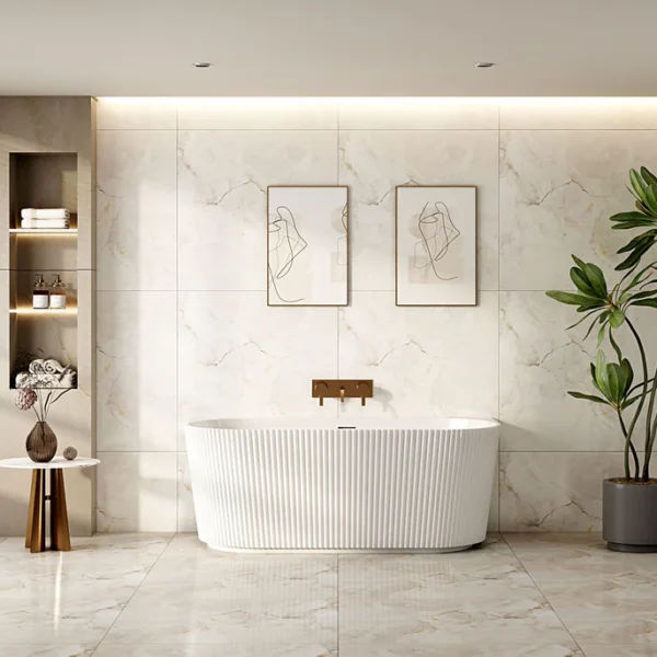 UNICASA ROB-MW ROSE V-GROOVE BACK TO WALL BATH MATTE WHITE