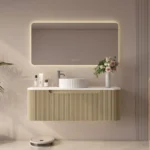 UNICASA ROM-1200-BO ROME FLUTED CURVE WALL HUNG VANITY 1200MM BUR OAK