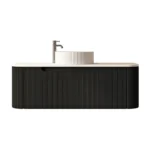 UNICASA ROM-1200-MB ROME FLUTED CURVE WALL HUNG VANITY 1200MM MATTE BLACK