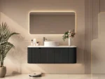 UNICASA ROM-1200-MB ROME FLUTED CURVE WALL HUNG VANITY 1200MM MATTE BLACK