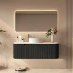 UNICASA ROM-1200-MB ROME FLUTED CURVE WALL HUNG VANITY 1200MM MATTE BLACK