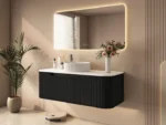 UNICASA ROM-1200-MB ROME FLUTED CURVE WALL HUNG VANITY 1200MM MATTE BLACK
