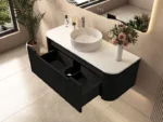 UNICASA ROM-1200-MB ROME FLUTED CURVE WALL HUNG VANITY 1200MM MATTE BLACK