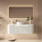 UNICASA ROM-1200-MW ROME FLUTED CURVE WALL HUNG VANITY 1200MM MATTE WHITE