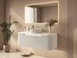 UNICASA ROM-1200-MW ROME FLUTED CURVE WALL HUNG VANITY 1200MM MATTE WHITE