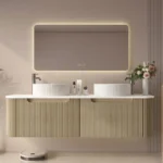 UNICASA ROM-1500-BO ROME FLUTED CURVE WALL HUNG VANITY 1500MM BUR OAK