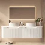 UNICASA ROM-1500-MW ROME FLUTED CURVE WALL HUNG VANITY 1500MM MATTE WHITE