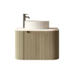 UNICASA ROM-600-BO ROME FLUTED CURVE WALL HUNG VANITY 600MM BUR OAK