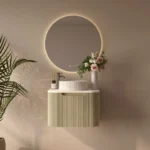 UNICASA ROM-600-BO ROME FLUTED CURVE WALL HUNG VANITY 600MM BUR OAK