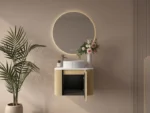 UNICASA ROM-600-BO ROME FLUTED CURVE WALL HUNG VANITY 600MM BUR OAK