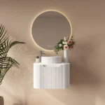 UNICASA ROM-600-MW ROME FLUTED CURVE WALL HUNG VANITY 600MM MATTE WHITE