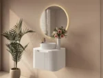 UNICASA ROM-600-MW ROME FLUTED CURVE WALL HUNG VANITY 600MM MATTE WHITE