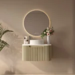 UNICASA ROM-750-BO ROME FLUTED CURVE WALL HUNG VANITY 750MM BUR OAK