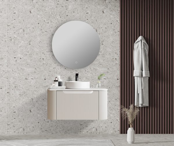 UNICASA ROM-750-MW ROME FLUTED CURVE WALL HUNG VANITY 750MM MATTE WHITE