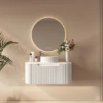 UNICASA ROM-750-MW ROME FLUTED CURVE WALL HUNG VANITY 750MM MATTE WHITE