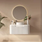 UNICASA ROM-900-MW ROME FLUTED CURVE WALL HUNG VANITY 900MM MATTE WHITE