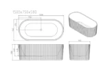 UNICASA ROO-MW ROSE V-GROOVE FREESTANDING BATH MATTE WHITE
