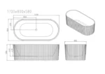 UNICASA ROO-MW ROSE V-GROOVE FREESTANDING BATH MATTE WHITE