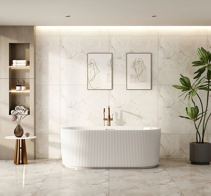 UNICASA ROO-MW ROSE V-GROOVE FREESTANDING BATH MATTE WHITE