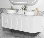 OTTI LG1800W LAGUNA WALL HUNG VANITY 1800 SATIN WHITE WITH MARBLE INSERT