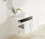 OTTI LG900W LAGUNA WALL HUNG VANITY 900 SATIN WHITE WITH MARBLE INSERT