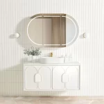 OTTI LG1200W LAGUNA WALL HUNG VANITY 1200 SATIN WHITE WITH MARBLE INSERT