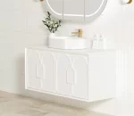 OTTI LG1200W LAGUNA WALL HUNG VANITY 1200 SATIN WHITE WITH MARBLE INSERT