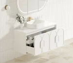 OTTI LG1200W LAGUNA WALL HUNG VANITY 1200 SATIN WHITE WITH MARBLE INSERT