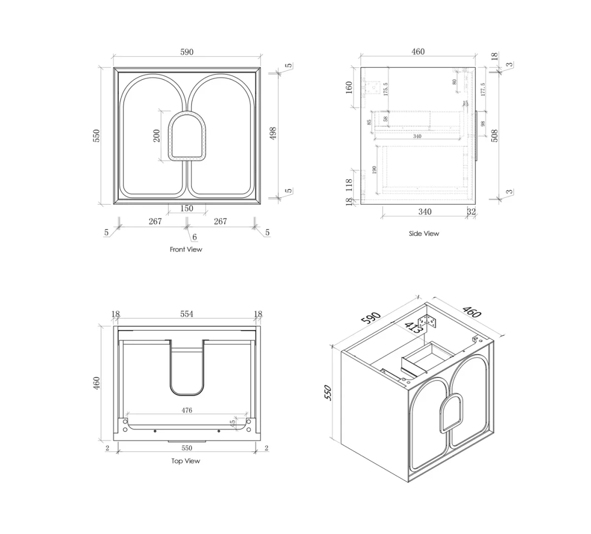 OTTI LG600W LAGUNA WALL HUNG VANITY 600 SATIN WHITE WITH MARBLE INSERT