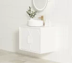 OTTI LG600W LAGUNA WALL HUNG VANITY 600 SATIN WHITE WITH MARBLE INSERT