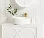 OTTI LG600W LAGUNA WALL HUNG VANITY 600 SATIN WHITE WITH MARBLE INSERT