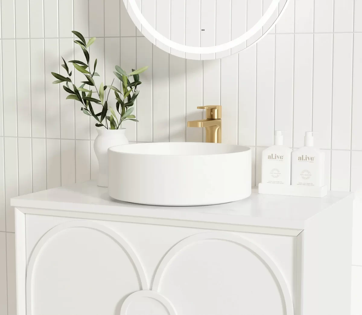 OTTI LG750W LAGUNA WALL HUNG VANITY 750 SATIN WHITE WITH MARBLE INSERT