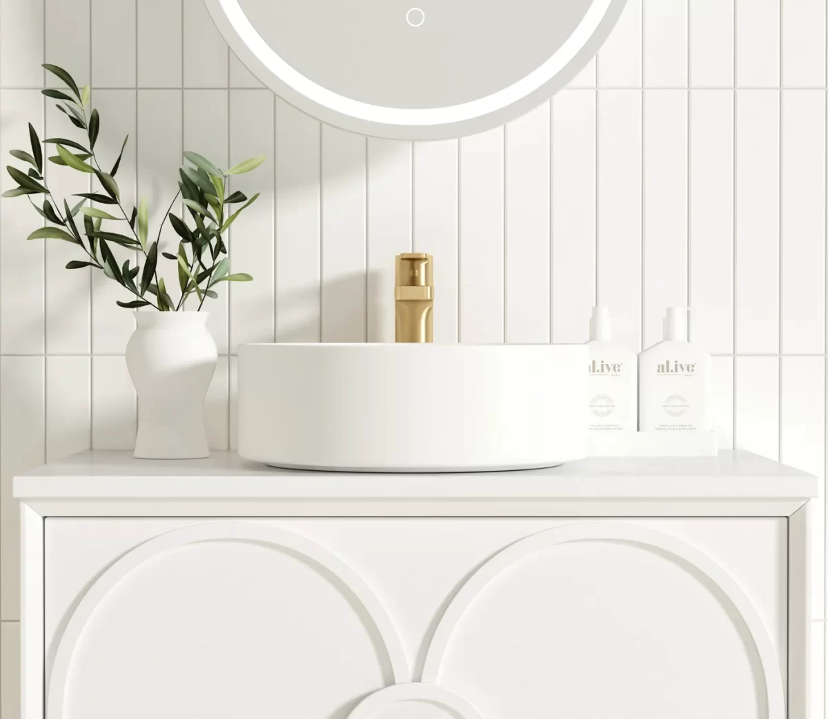 OTTI LG750W LAGUNA WALL HUNG VANITY 750 SATIN WHITE WITH MARBLE INSERT