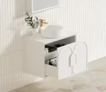 OTTI LG750W LAGUNA WALL HUNG VANITY 750 SATIN WHITE WITH MARBLE INSERT