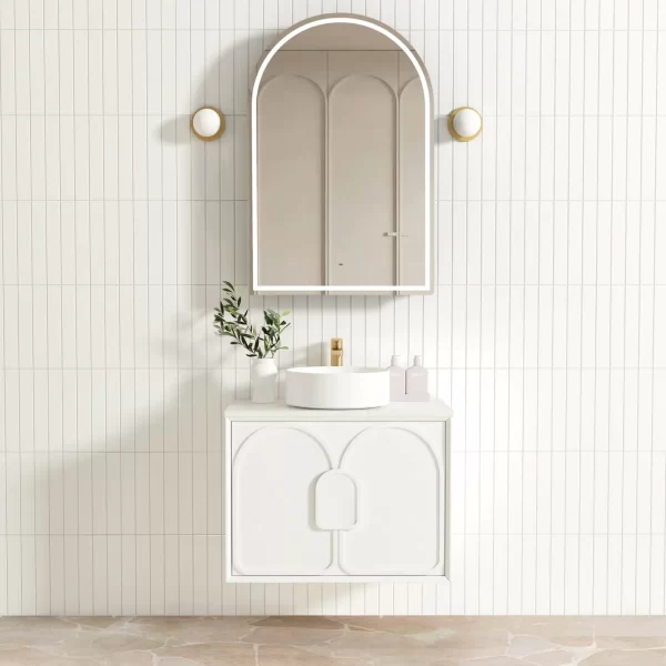 OTTI LG750W LAGUNA WALL HUNG VANITY 750 SATIN WHITE WITH MARBLE INSERT