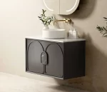 OTTI LG900B LAGUNA WALL HUNG VANITY 900 BLACK AMERICAN OAK WITH MARBLE INSERT