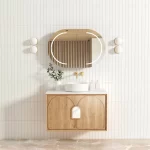 OTTI LG900N LAGUNA WALL HUNG VANITY 900 NATURAL AMERICAN OAK WITH MARBLE INSERT