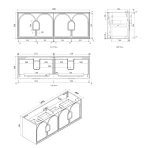 OTTI LG1500N LAGUNA WALL HUNG VANITY 1500 NATURAL AMERICAN OAK WITH MARBLE INSERT