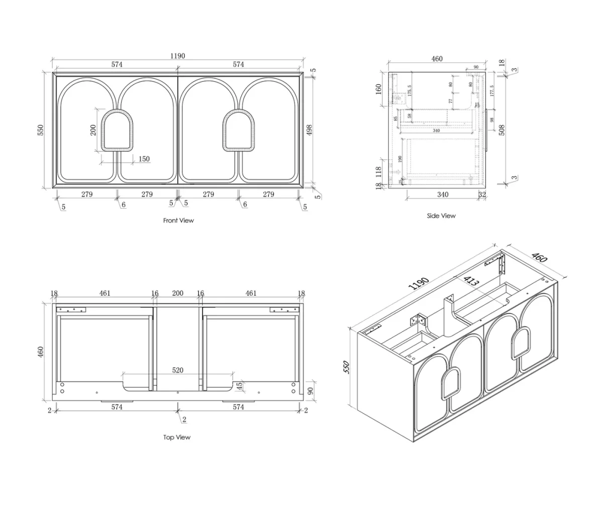 OTTI LG1200N LAGUNA WALL HUNG VANITY 1200 NATURAL AMERICAN OAK WITH MARBLE INSERT